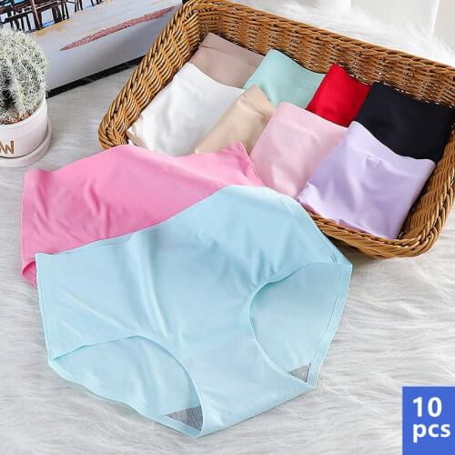 10 Pcs/lot Women Seamless Panties Sexy Lingerie Briefs Breathable Womens Underwear Panties Plus Size Underpants Tanga Mujer