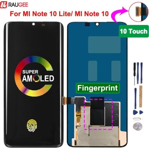 Super Amoled Display For Xiaomi MI Note 10 Lite LCD Touch Screen With Fingerprint Screen Replacement For Xiaomi MI Note10 Lite