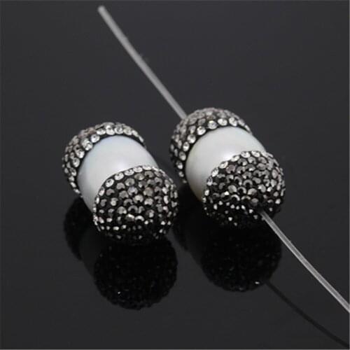 1pcs Top quality fresh pearl shell pendant paved rhinestones charms shell beads connector for fine jewelry DIY making