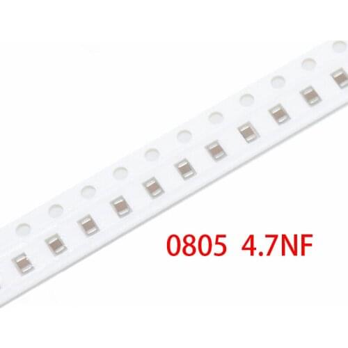 100pcs 4.7NF X7R Error 10% 50V 0805 472 SMD Thick Film Chip Multilayer Ceramic Capacitor