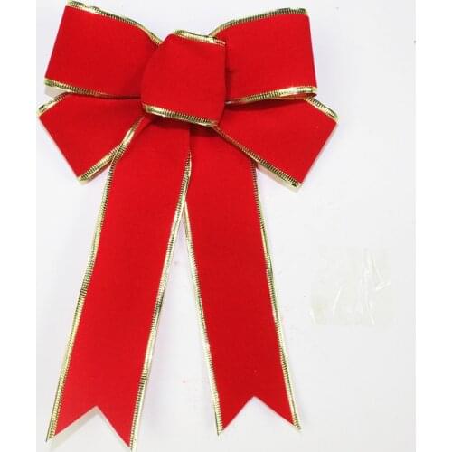 25cm Ribbon Bow Christmas Ribbons Bows For Crafts Christmas Tree Bows Decoration Artificial Red Flannel Bows with Iron Wire