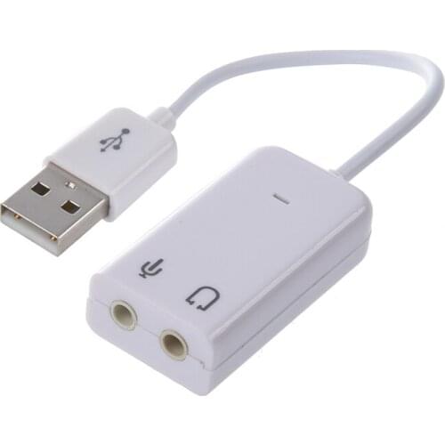 3.5mm Microphone Earphone Socket USB 2.0 Sound Card Speaker o Adapter White