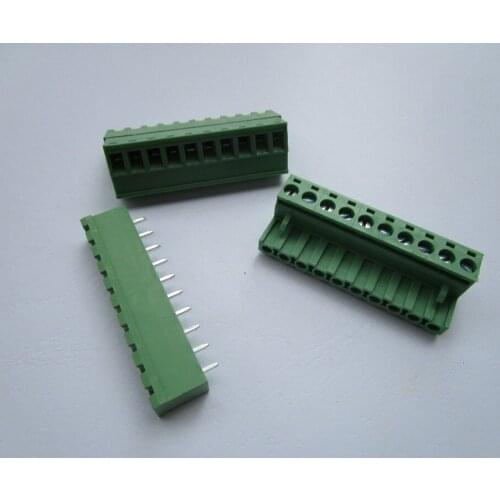 80 Pcs Close Straight 10 pin/way Pitch 5.08mm Screw Terminal Block Connector Green Color Pluggable Type With Straight pin