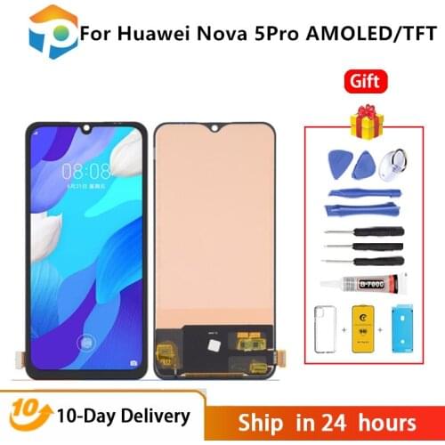 AAA AMOLED 6.39'' LCD For Huawei Nova 5 LCD Display Touch Screen Digitizer SEA-AL00 Assembly For Nova 5 pro LCD Display SEA-AL10