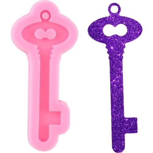 Shiny Key shape Keychains Mould Resin Silicone Epoxy Molds DIY Craft Necklace Jewelry Pendant Polymer Clay Moulds