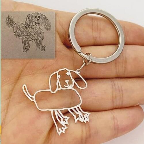 Drawing Keychain Fashion Woman Handwritten Jewelry Stainless Steel Kids Painting Accessories Couple Birthday Christmas Gift