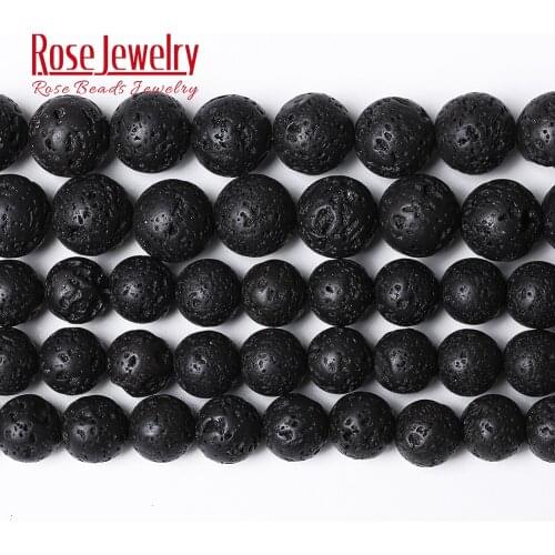 4mm-12mm Natural Black Hematite Lava Stone Beads Round 15" Strand Matte Spacer Loose Beads For Jewelry Making Diy Bracelet
