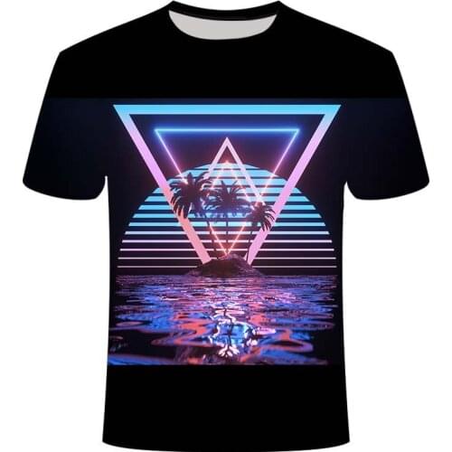 Color Rotating Pattern T-shirt 3D Printing Mens T-shirt Round Neck Short-Sleeved Quick-Drying Clothes 2021 Spring New T shirts