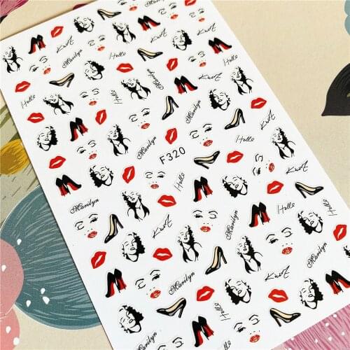 F-320-628 Red lips Kiss Love 3D Back glue Nail decal Nail sticker Nail decoration Nail art Nail tool Nail ornament