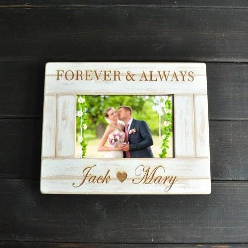 Personalized Picture Frame Custom Couples Gift Photo Frame Rustic Shower Gift For Her