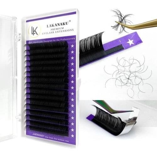 LAKANAKU 16Rows Cashmere Volume Eyelash Extension Classic Individual Eyelashes Tray Natural Hande-made Silk Cilios All SIze