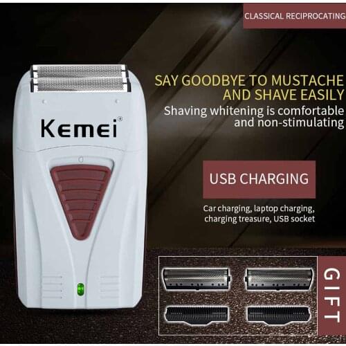 Kemei Electric Shaver for Men Twin Blade Reciprocating Cordless Razor Hair Beard USB Rechargeable Shaving Machine Barber Trimmer