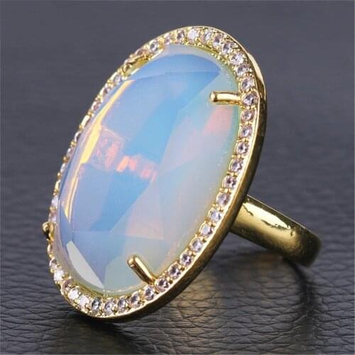 New Style 3pcs/lot Natural Stone Faceted Opening Adjustable Ring Gold Plated CZ Zircon Rhinestone Rings for Women Men Gifts