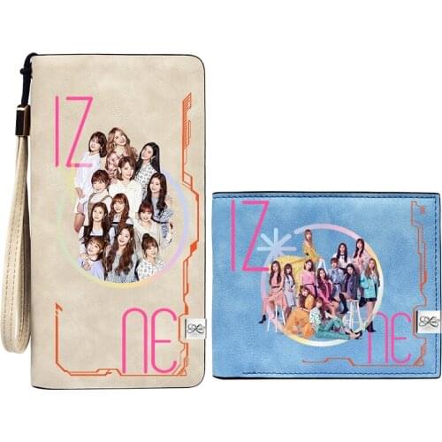 Korean IZ*ONE Kawaii Women Leater Short Wallets Kpop Hip-pop Long Coin Purse Gift ID Card Holder Girls Large Money Phone Bags