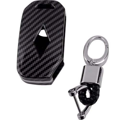 Beler Key Fob Cover Shell Chain Fit For Kia Forte Telluride Soul Niro Plug-in Hybrid K3 K5 Optima Seltos 2021 Carbon Fiber Style