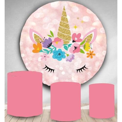 Circular Round Panel backdrop circle background rainbow unicorn themed birthday party decor baby shower polyester fabric vinyl