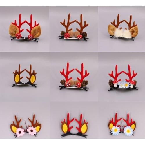 Lovely Christmas cartoon antler hair ball hair clips fashion hair accessories sweet hair accessories headband hair clips