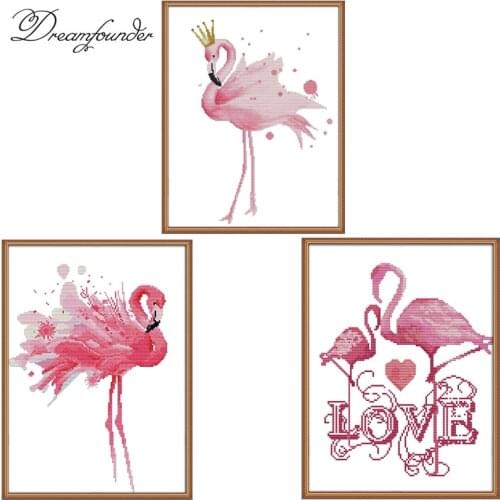 Fantasy flamingo cross stitch kit aida 14ct 11ct count print canvas stitches embroidery DIY handmade needlework