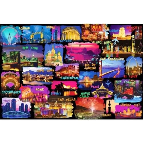 Night scene set The wooden puzzle 1000 pieces ersion jigsaw puzzle white card adult childrens educational toys