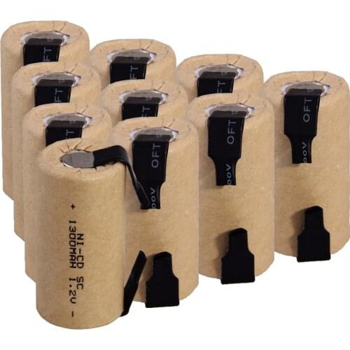 10 pcs SC 1300mah 1.2v battery NICD rechargeable batteries for makita bosch B&D Hitachi metabo dewalt for electric screwdriver