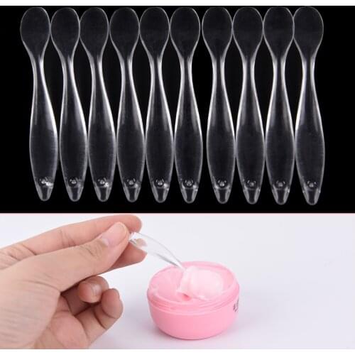 10Pcs/lot Transparent Plastic Cosmetic Spatula Mask Spoon Facial Mask Stick DIY Masks Cream Face Beauty Makeup Tool