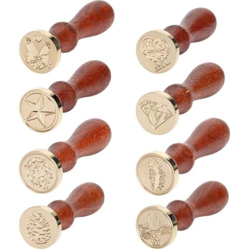 Retro Fire Painting Wax Seal Stamp Vintage Envelope Sealing Copper Head Wood Stamp for DIY Scrapbook Envelope Cards Palace Stamp