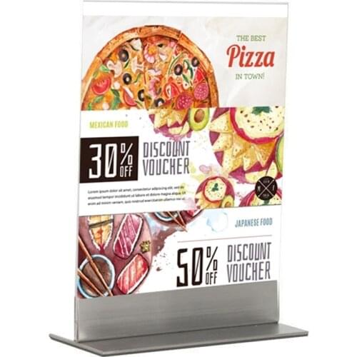 Silver Metal Desk Poster Holder Advertising Banner Display Stand Desk Poster Stand KT Board Display Rack Tag Holder Sign Holder