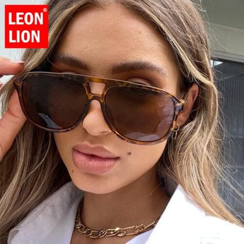 LeonLion 2021 Vintage Oversized Sunglasses Women Brand Designer Eyewear for Women/Men Vintage Glasses Women Luxury Oculos De Sol