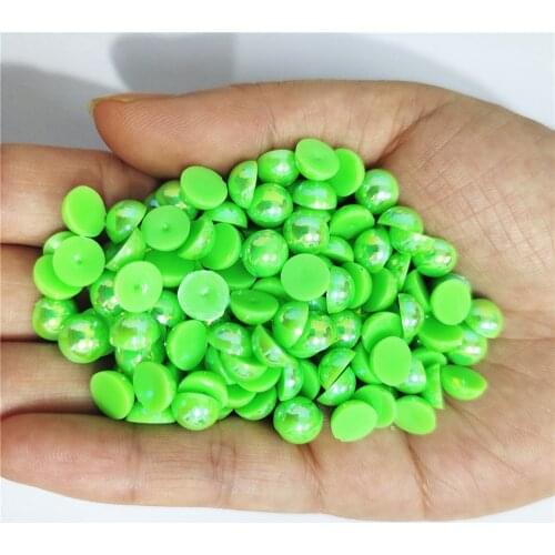 Light green AB Half Round Pearl Rhinestone Crystal Non Hotfix Flat Back Rhinestones Trim Accessories for Nail Art Rhinestones