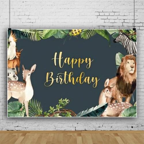 Spring Rainforest Lion Zebra Animal Party Background Boy Birthday Decoration Photography Studio Photo Kids Custom Vinyl Backdrop
