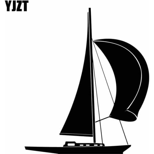 YJZT 15.4CM*18.1CM Cool Lift The Sail Boat Ship Momentous Vinly Decal Art Car Sticker Delicate Wave Black/Silver C27-0423