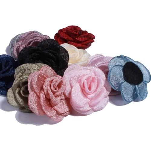 50PCS 5.5CM Artificial Satin Burned Peony Flower Hairpin Hair Clip Apparel Headwear DIY Accessories For Girl Friend U Pick Color