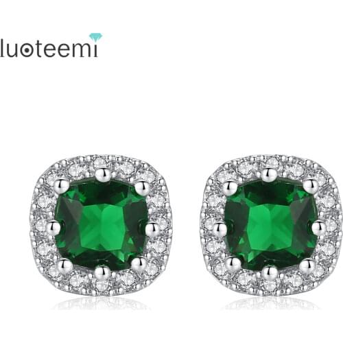 LUOTEEMI 4 Colors Fashion Ladies Brass AAA Zircon Crystal Stud Earrings Women Jewelry for Bridesmaid Gift 2016