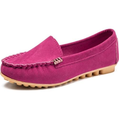 2019 spring and summer round head shallow mouth single shoes metal buckle flat bottom womens shoes casual peas shoes