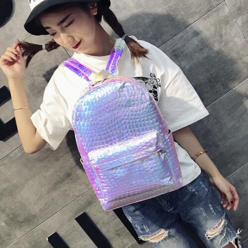 New Laser Schoolbag Female Korean Version of Harajuku Students Simple Backpack Campus Wild Travel Rucksack Mochila Mujer