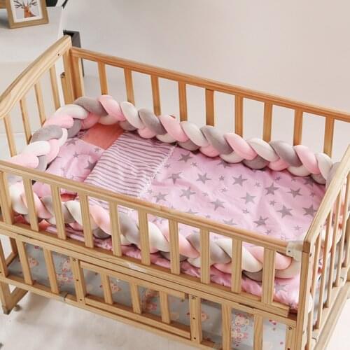 1M/1.5M/2M/3M/4M Baby Bumper Crib Cot Protector Infant Bebe Bedding Set for Baby Boy Girl Braid Knot Pillow Cushion Room Decor
