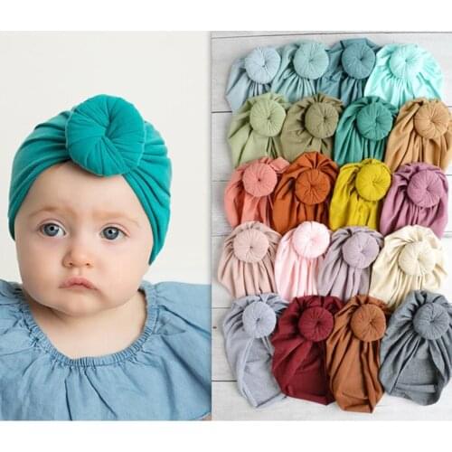 1pc Baby Accessories For Newborn caps Toddler Kids Baby Turban Cotton Beanie Hat Winter Cap Soft Donut Hats Baby Headband