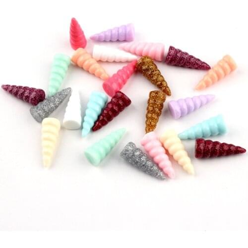 10-50PC High Quality Unicorn Horn Flat Back Planar Resin Accessorie Color DIY Craft Supplies Phone Shell Patch Ornament Kids Toy