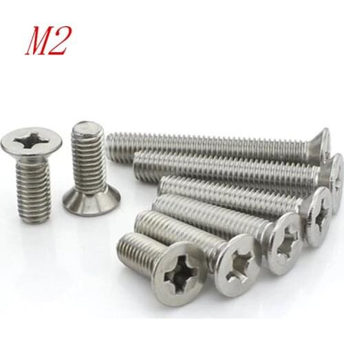 1000pcs wholesale GB819 DIN965 m2 stainless steel Phillips flat contersunk head machine screw M2*3/4/5/6/8/10/12/14/16/18/20/25