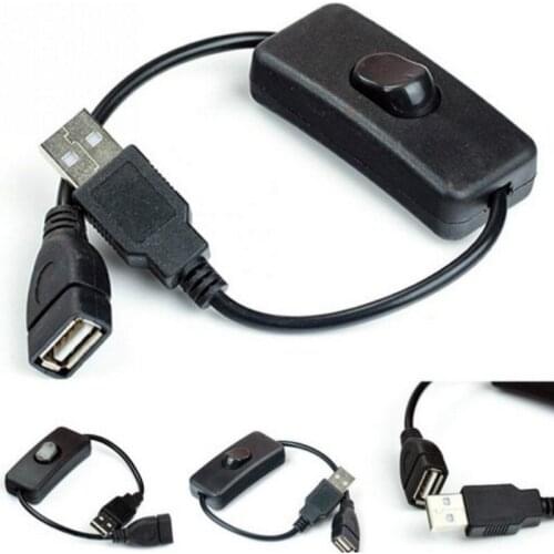 2pc USB Cable New 28cm USB 2.0 A Male To A Female Extension Extender Black Cable with Switch ON OFF Cable