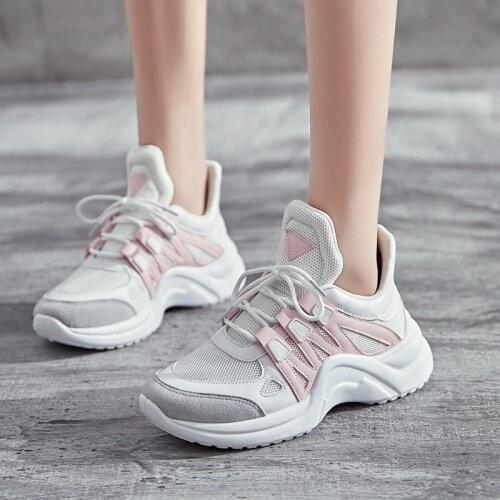 Sneakers Women 2019 Breathable Mesh Casual Shoes Female Fashion Sneaker Lace Up High Leisure Women Vulcanize Shoe YYJ115