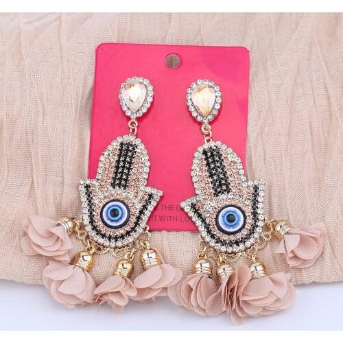 2021 Statement Earrings For Women Colorful Crystal Long Fashion Hand Drop Earring Flower Jewelry Accessories For Women Wholesale