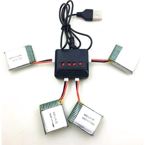 4 Batteries + USB Charger For XK K123 / WLtoys V931 RC Helicopter Spare Parts 3.7V 500mAh 25C Li-po Battery XK K123 Battery