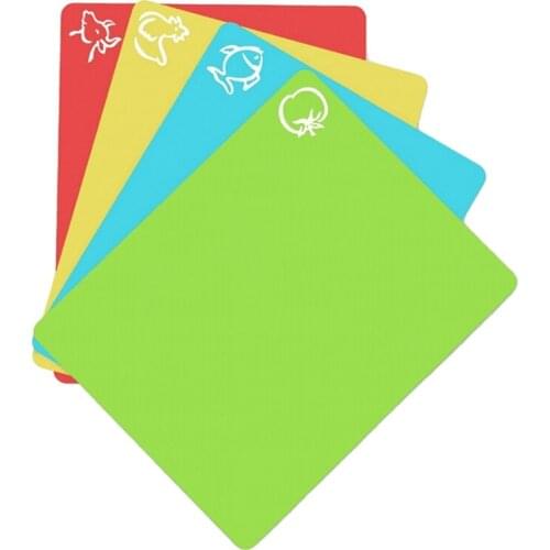 4Pcs/Set Extra Thick Flexible Non-Slip Rectangle Plastic Cutting Mats Food Cutting Board Cutting Kitchen Tools