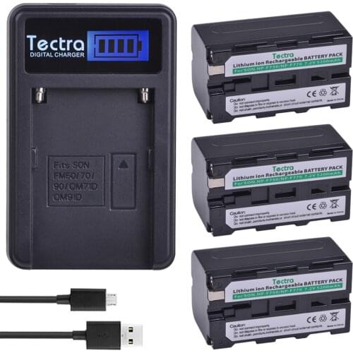 3 pack NP-F770 NP-F750 NP F770 np f750 NPF770 F750 Batteries+LCD Charger For Sony NP F970 F960 F770 F550 F570 QM91D CCD-RV100