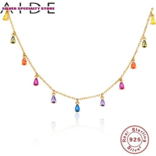 AIDE Fashion Zircon Clavicle Chain 925 Sterling Silver Necklace For Women 2020 Jewelry Choker Necklace Collares Bijoux Collar
