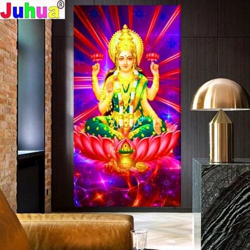 5D DIY Diamond Painting Lakshmi Pathakam Diamond Embroidery Cross Stitch Deuses Hindus God,Religion,Square Round Drill A411