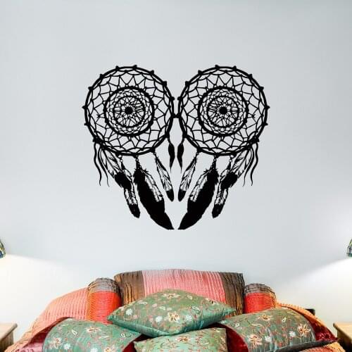 Large Feather Dreamcatcher Native America Wall Decals Custom Color Dream Catcher Boho Bedroom Vinyl Wall Stickers Mural JW067