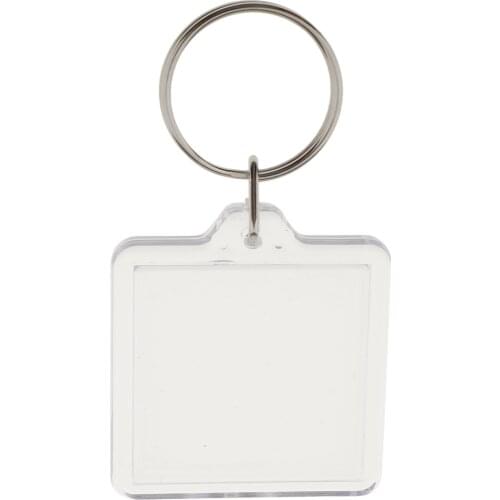 10Pieces DIY Clear Acrylic Keychains Key Ring Blank Insert Photo Picture Frame Split Ring Keychain