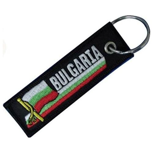 Bulgaria Flag Embroidery Keychain Key Tag Customised Key Chains Key Chain Makers Twill with Make Client Request MOQ100pcs